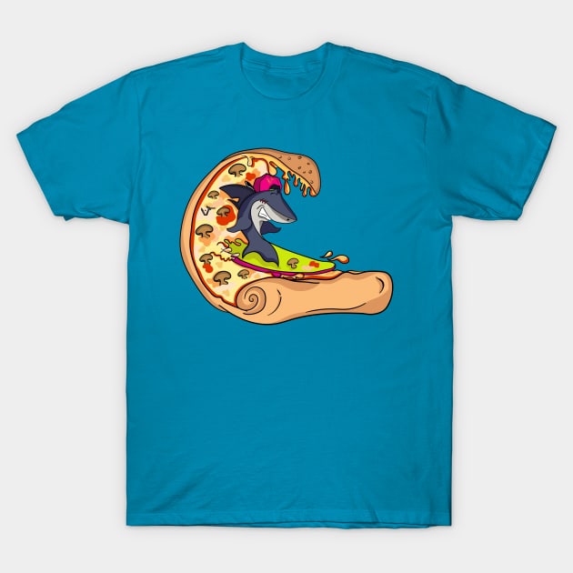 Surfing pizza T-Shirt by jdgraphicart